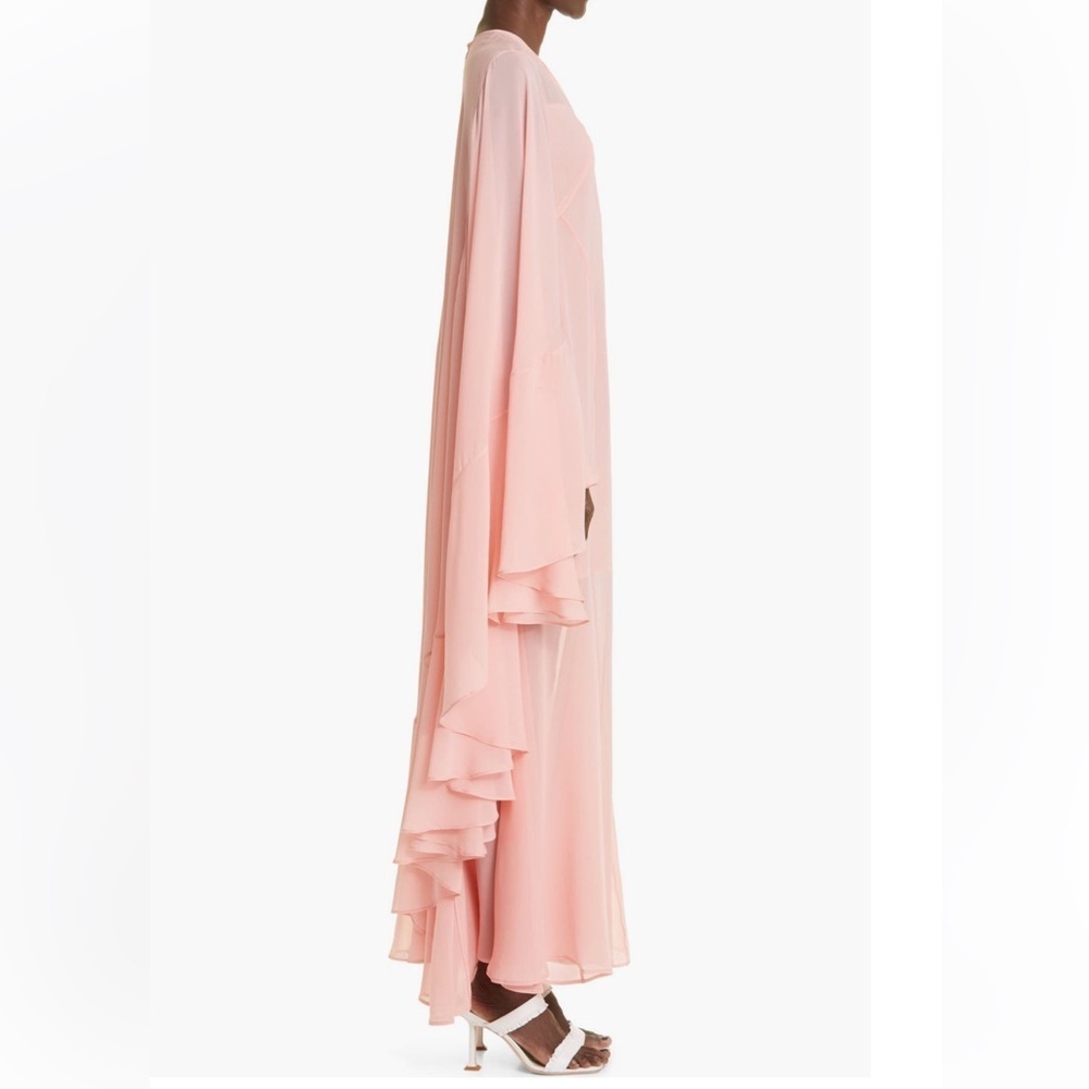 St. John plunging illusion, flowing long sleeve silk gown. - Picture 10 of 14